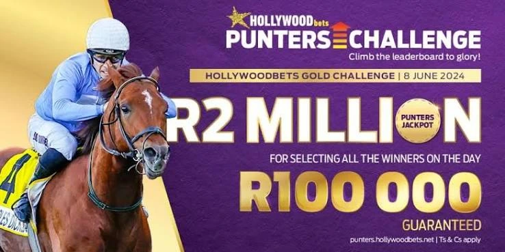 Hollywoodbets Punters Challenge promotes a R2 million jackpot for horse racing winners.