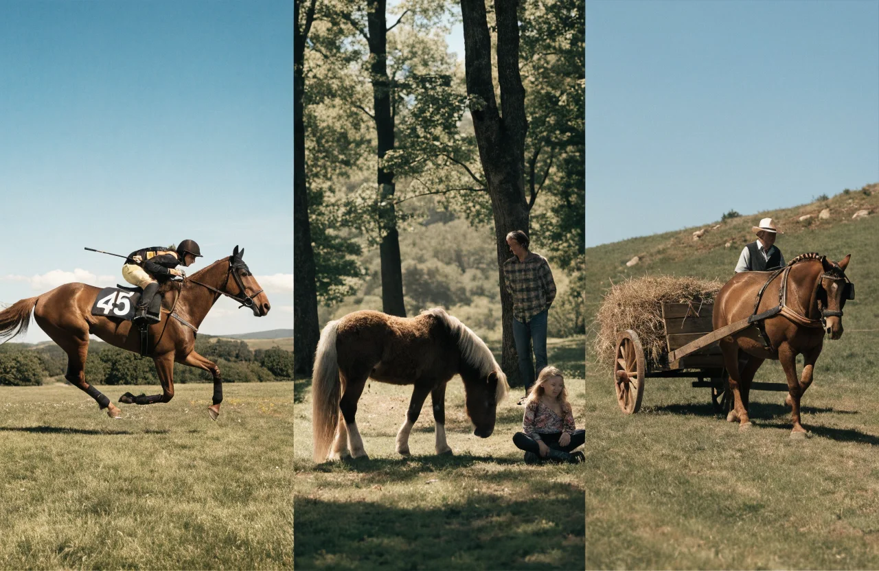 Racing horses, family ponies and working horses in a wider equine publication